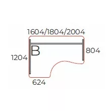 GI-160/120-B  L alakú számítógépes munkaasztal laplábbal, 160 x 120 cm-es méretben
