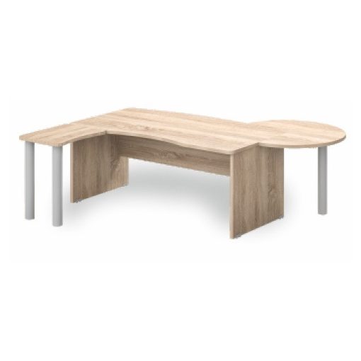 KIV-180/102 Vezetői íróasztal íves kialakítással és laplábbal, 180 x 102 cm-es méretben