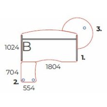 KIV-180/102 Vezetői íróasztal íves kialakítással és laplábbal, 180 x 102 cm-es méretben