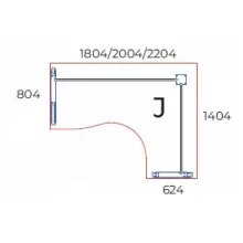 GB-220/140-J-AVA   "L" alakú számítógépes munkaasztal jobbos kialakítással, AVA fémlábbal