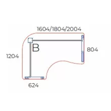 GE-200/120-B-AVA  Kerekített operatív munkahely AVA fémlábbal,  200x120cm-es mérteben, balos kivitelben