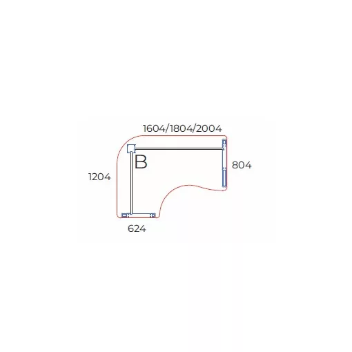 GE-200/120-B-AVA  Kerekített operatív munkahely AVA fémlábbal,  200x120cm-es mérteben, balos kivitelben