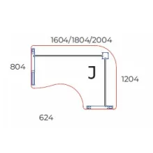 GE-200/120-J-AVA Kerekített operatív munkahely AVA fémlábbal,  200x120cm-es mérteben, jobbos kivitelben