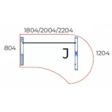GF-220/120-J-AVA   Íróasztal kerek tárgyalóvéggel, jobbos kialakítással, AVA fémlábbal