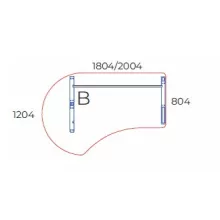 GG-200/120-B-AVA  Kerekített operatív munkahely AVA fémlábbal,  200x120cm-es mérteben, balos kivitelben