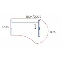 GG-200/120-J-AVA Kerekített operatív munkahely AVA fémlábbal,  200x120cm-es mérteben, jobbos kivitelben
