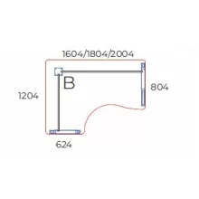 GI-200/120-B-AVA  Minden sarkán kerekített operatív íróasztal AVA fémlábbal,200X 120  cm-es méretben, balos kivitelben