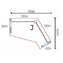 GL-195/144-J-AVA   Szögbe vágott munkaasztal jobbos kivitelben, AVA fémlábbal