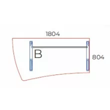 GP-180/99-B-AVA   Íves oldalú íróasztal balos kivitelben, AVA fémlábbal
