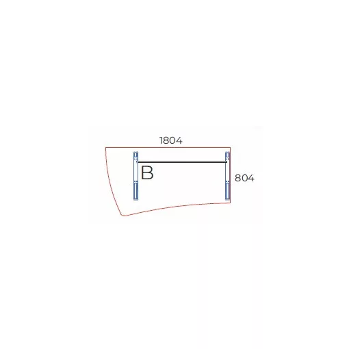 GP-180/99-B-AVA   Íves oldalú íróasztal balos kivitelben, AVA fémlábbal