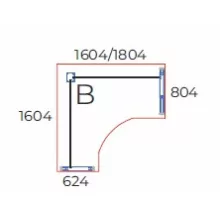 GS-160/160-B-AVA   "L" alakú nagyméretű sarokasztal balos kivitelben, AVA fémlábbal