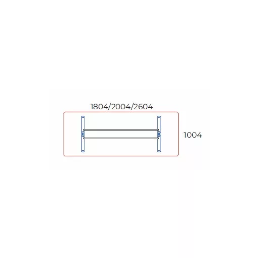TA-200/100-K-AVA fémlábas tárgyalóasztal kerekített sarkokkal, 200 x 100 cm-es méretben