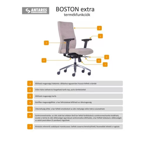Boston extra irodaszék állítható karfával