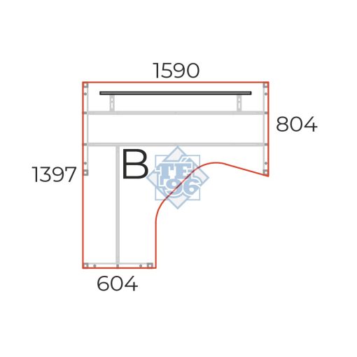GB-160/140-B-HL-COR operatív íróasztal homloklappal