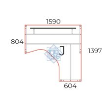 GB-160/140-J-HL-COR "L" alkú nagyméretű számítógépes munkaasztal 160 x 140 cm-es méretben, jobbos kivitelben, homloklappal CORNER fémlábbal