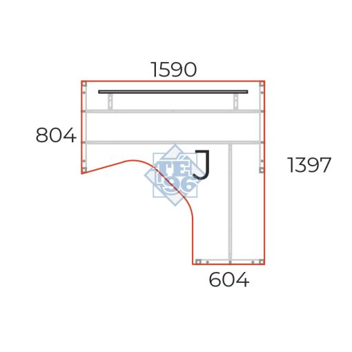 GB-160/140-J-HL-COR "L" alkú nagyméretű számítógépes munkaasztal 160 x 140 cm-es méretben, jobbos kivitelben, homloklappal CORNER fémlábbal