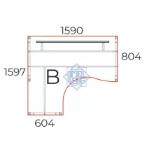 GM-160/160-B-HL-COR "L" alkú nagyméretű számítógépes munkaasztal 160 x 160 cm-es méretben, balos kivitelben, homloklappal CORNER fémlábbal