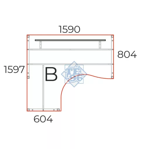 GM-160/160-B-HL-COR "L" alkú nagyméretű számítógépes munkaasztal 160 x 160 cm-es méretben, balos kivitelben, homloklappal CORNER fémlábbal