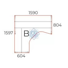 GM-160/160-B-COR "L" alkú  nagyméretű számítógépes munkaasztal 160 x 140 cm-es méretben, balos kivitelben,  CORNER fémlábbal