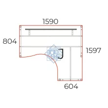 GM-160/160-J-HL-COR "L" alkú  nagyméretű számítógépes munkaasztal 160 x 160 cm-es méretben, jobbos kivitelben,homloklappal  CORNER fémlábbal