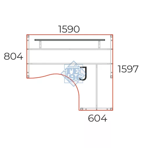 GM-160/160-J-HL-COR "L" alkú  nagyméretű számítógépes munkaasztal 160 x 160 cm-es méretben, jobbos kivitelben,homloklappal  CORNER fémlábbal