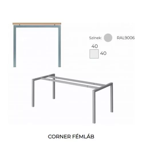 GM-160/160-J-HL-COR "L" alkú  nagyméretű számítógépes munkaasztal 160 x 160 cm-es méretben, jobbos kivitelben,homloklappal  CORNER fémlábbal