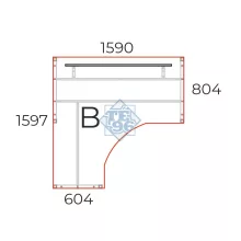 GS-160/160-B-HL-COR "L" alkú nagyméretű számítógépes munkaasztal 160 x 160 cm-es méretben, balos kivitelben, homloklappal CORNER fémlábbal