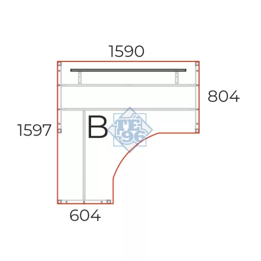 GS-160/160-B-HL-COR "L" alkú nagyméretű számítógépes munkaasztal 160 x 160 cm-es méretben, balos kivitelben, homloklappal CORNER fémlábbal