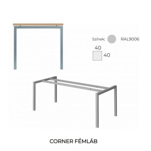 IS-89/80-HL-COR    Kisméretű íróasztal homloklappal, 89 x 80 cm-es méretben, homloklappal ,CORENER fémlábbal