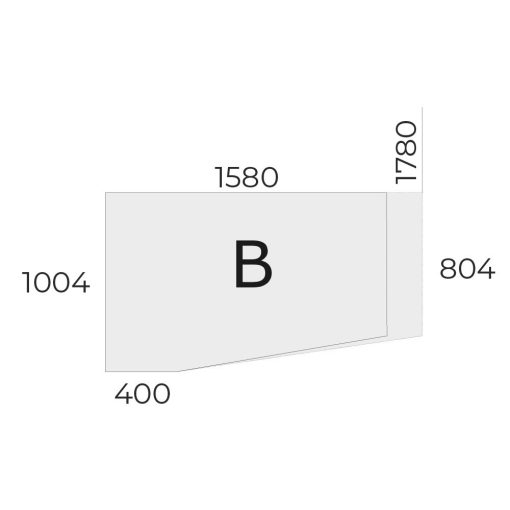 EX-FA-178/100-B-FL11  Sarkos operatív munkahely belsőoldali csapot éllel, FL11 fémlábbal és 178 x 100 cm-es méretben, balos kivitelben