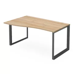   EX-GN-158/100-B-FL11  Sarkos operatív munkahely belsőoldali íves kialakítással és FL11 fémlábbal, 158 x 100 cm-es méretben, balos kivitelben