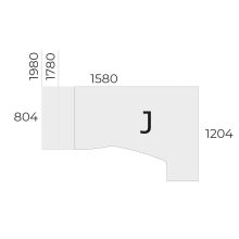 EX-HC-198/120-J-FL11  Sarkos operatív munkahely belsőoldali íves kialakítással és FL11 fémlábbal, 198 x 120 cm-es méretben, jobbos kivitelben