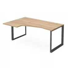 EX-HD-178/120-B-FL11  Sarkos operatív munkahely belsőoldali íves kialakítással és FL11 fémlábbal, 178 x 120 cm-es méretben, balos kivitelben