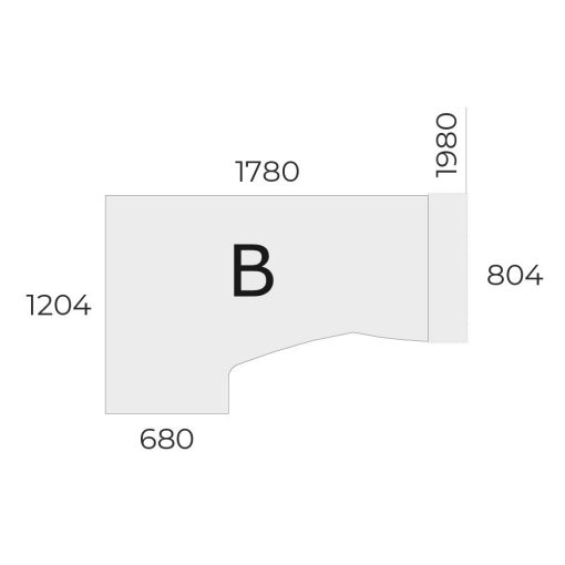 EX-HD-198/120-B Sarkos operatív asztal 198 X 120 cm -es méretben, balos kialakításban