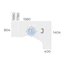 EX-HE-198/140-J-FL2   "L" alakú operatív asztal FL2 fémlábbal, jobbos kivitelben