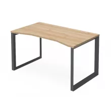 EX-IZ-138/80-FL11  Szögletes megjelenésű íróasztal belsőoldali íves kialakítással és FL11 fémlábbal, 138 x 80 cm-es méretben