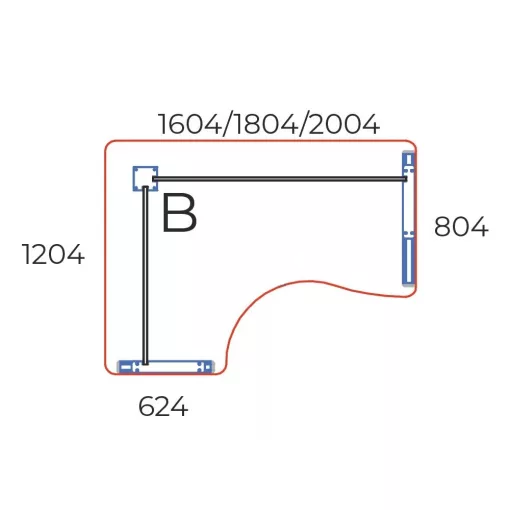 GI-180/120-B-AVA   Minden sarkán kerekített operatív íróasztal AVA fémlábbal,180X120 cm-es méretben, balos kivitelben