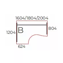 GB-160/120-B balos operatív íróasztal laplábbal, 160 x 120 cm-es méretben