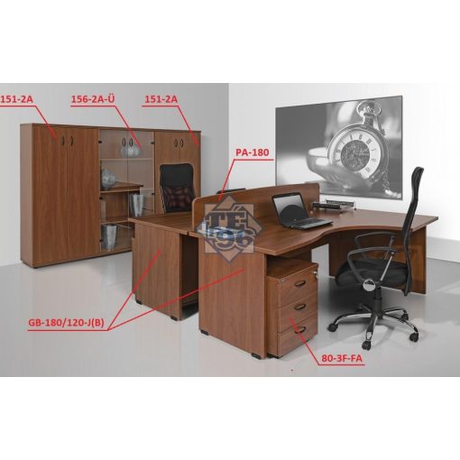 GB-180/120-J L alakú számítógépes munkaasztal laplábbal, 180 x 120 cm-es méretben, jobbos kialakításban