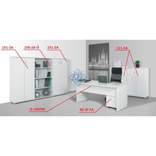 IS-160/80 Sarkos íróasztal laplábbal, 160 x 80 cm-es méretben