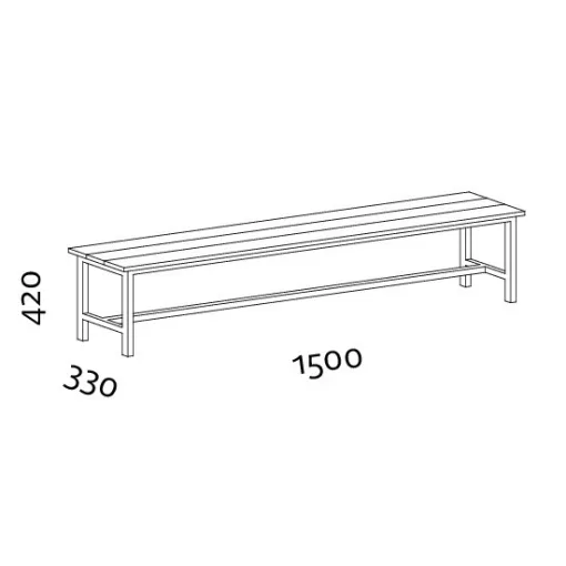 Öltözőpad 150 cm hosszúságú