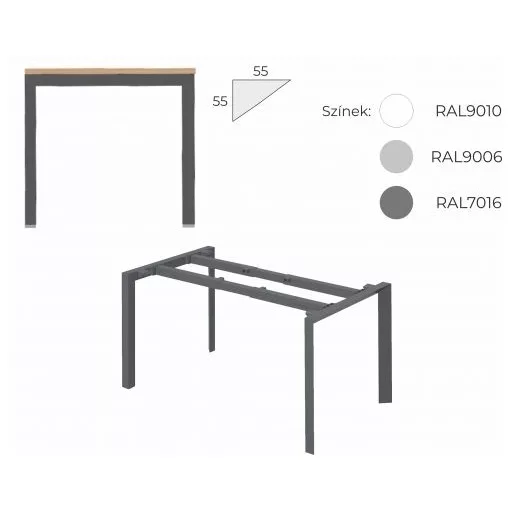 EI-160/100-TR Vezetői munkahely, íves kialakítással, Trend fémlábbal 160 x 100 cm-es méretben