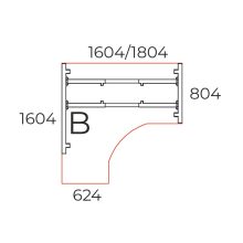 GS-160/160-B-TR Sarkos operatív íróasztal Trend fémlábbal , balos kivitelben 160 x 160 cm-es méretben