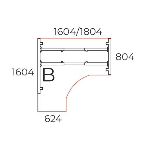 GS-160/160-B-TR Sarkos operatív íróasztal Trend fémlábbal , balos kivitelben 160 x 160 cm-es méretben