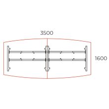 TA-350/160-S-TR Sarkos tárgyalóasztal, íves kialakításban Trend fém lábbal 350 x 160 cm-es mérteben