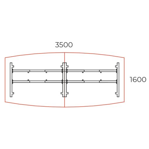 TA-350/160-S-TR Sarkos tárgyalóasztal, íves kialakításban Trend fém lábbal 350 x 160 cm-es mérteben