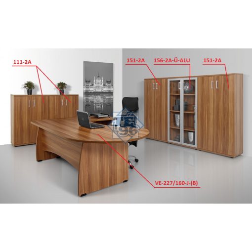 151-2A  Négy rendező magas kétajtós szekrény A/4 dossziékhoz igazodó polcosztással, állítható lábakkal