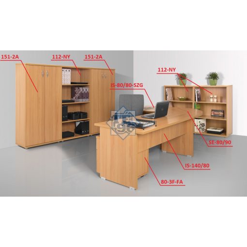 151-2A  Négy rendező magas kétajtós szekrény A/4 dossziékhoz igazodó polcosztással, állítható lábakkal