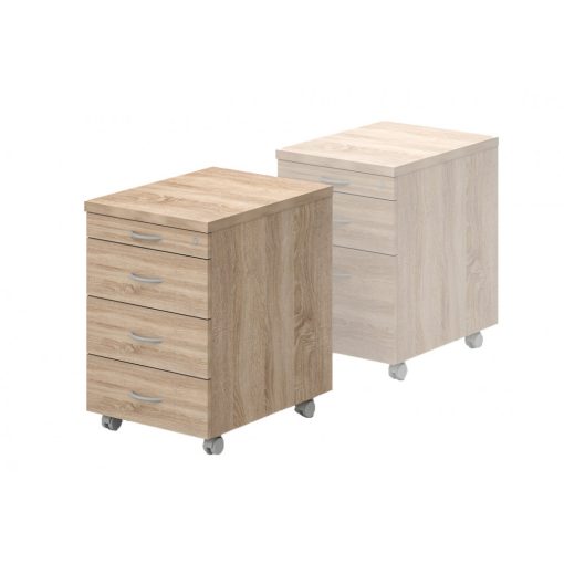 85-1C/3F-FÉ ceruzatartós és 3 fémfiókos konténer központi zárral