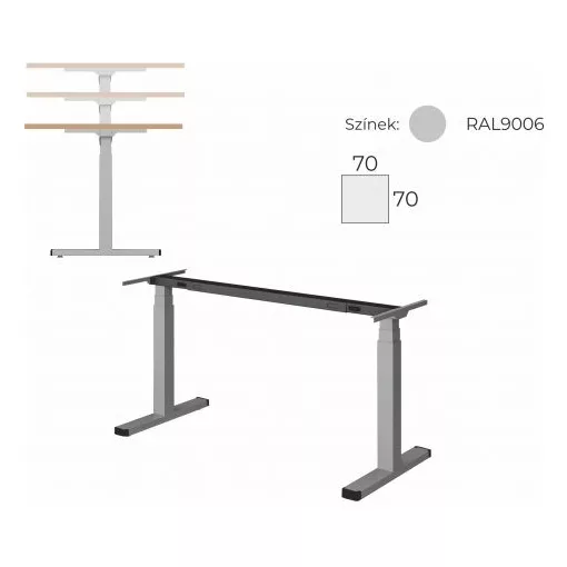 EK-140/80-EL Egyoldalon kerekített íróasztal, elektromosan állítható fémlábbal 140 x 80 cm-es kivitelben